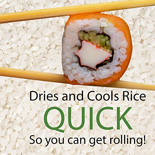 Bamboomn 11.8" Hangiri Oke Sushi Rice Cooling Bowl/Tub With 5 Pieces Sushi Making Serving Accessory Kit - Medium #TOP4