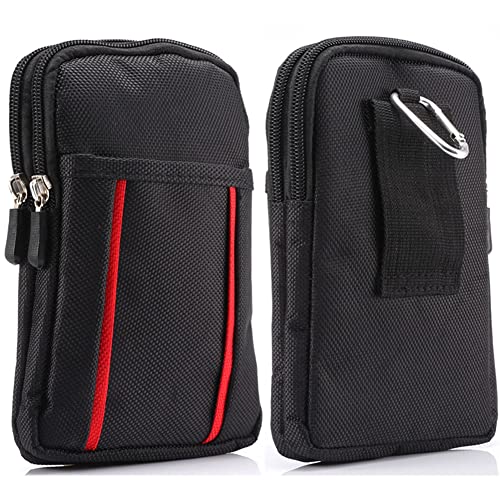 Handy Gürteltasche mit Clip, Handytasche Gürtel Klein Herren, Reißverschluss Handy Hüfttasche Bauchtasche Nylon Smartphonetasche Gürteltaschen Geldbörse Brieftasche mit Karabiner und Gürtelschlaufe Cover