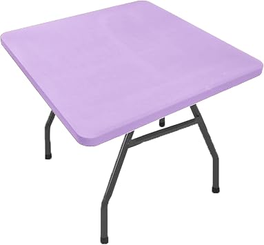 34" Folding Card Tablecloth, Stretch Fitted Table Cover Portable Square Height Dining Table Topper for Party Light Purple