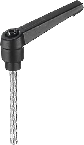 Miniatura 21 de uxcell Palanca de sujeción ajustable M8 x 1.181 in métrica 304 acero inoxidable macho roscado perillas de mano con botón de trinquete giratorio