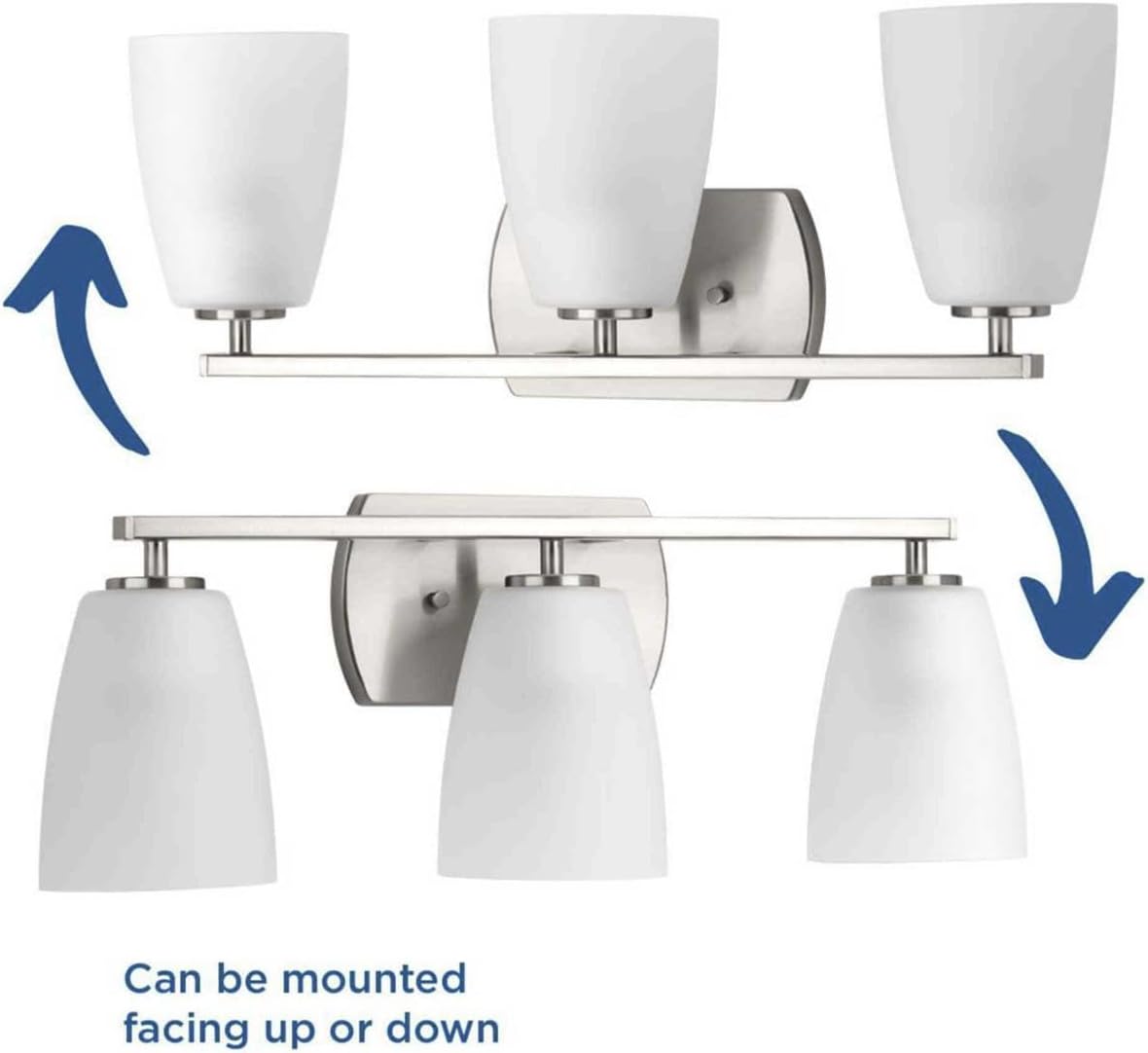 Progress Lighting Leap Collection 3-Light Etched Glass Modern Bath Vanity Light Brushed Nickel