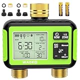 【2026年新型】PAHTTO 自動散水タイマー 散水ホース 2アウトレット 自動水やり機 散水システム 鉢植え灌漑システム 給水 自動室内屋外散水 畑 庭 芝生 園芸 水撒き 自動灌漑/子供ロック/大雨遅延/手動灌漑