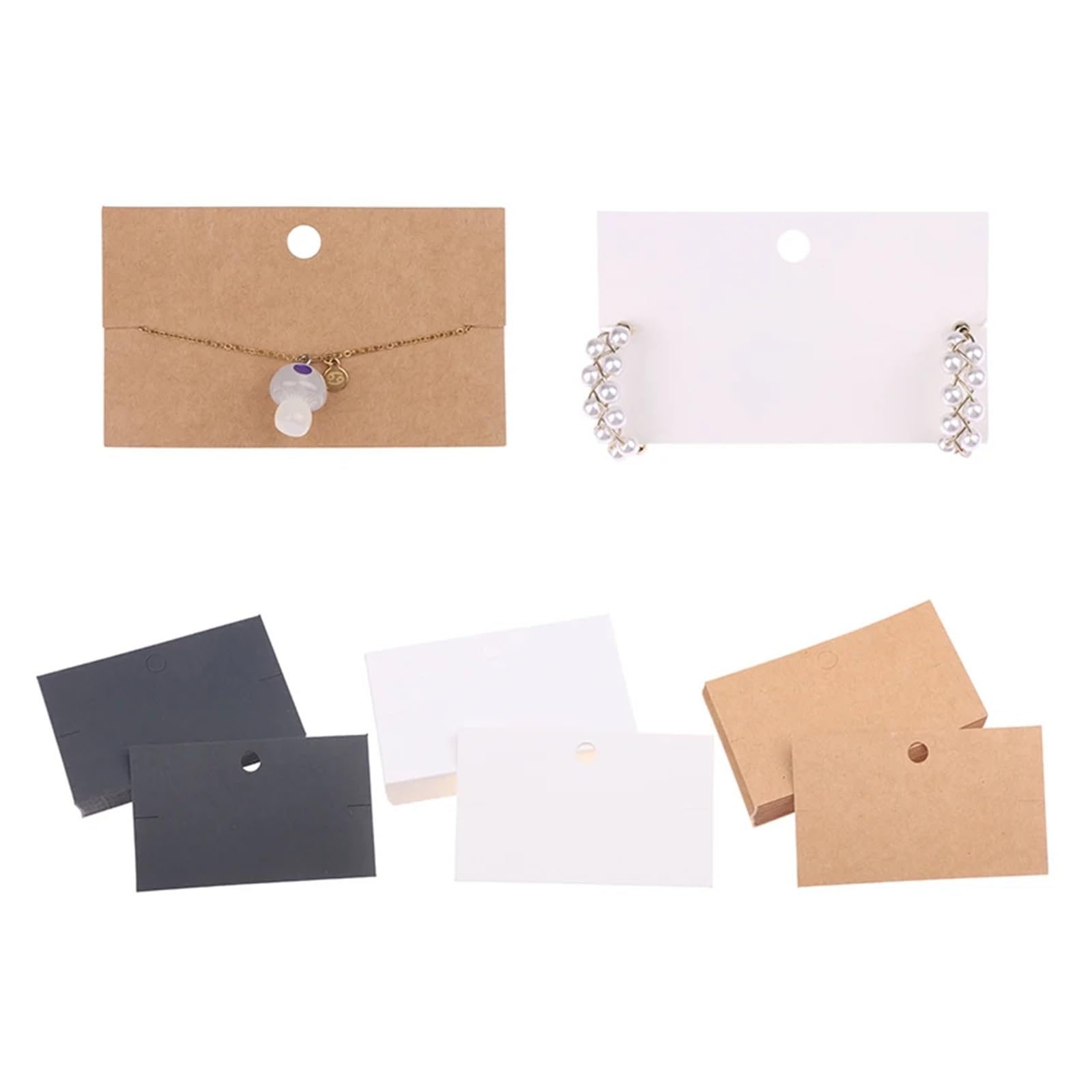Earrings Necklace Display Cards, Earring Cards 400Pcs Multicolor Kraft Cardboard Holder For Jewelry Display(Black)