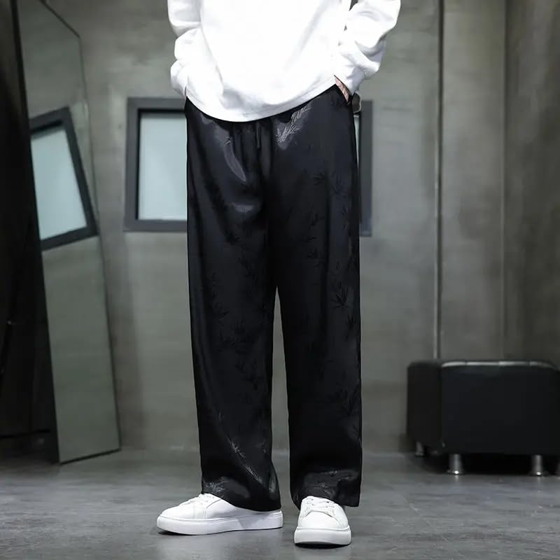Men's Ice Silk Baggy Casual Wide-Leg Pants Summer Male Trousers3