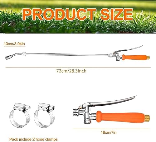 Sprühstab, 72cm Garten Gießstab Metall mit Einstellbarer Düse, 3/8 Zoll & 1/4 Zoll Messing Barb Universal Sprühstab Ersatz, Hochdruckreiniger Sprühlanze Sprühstabs für Gärten, Obstgärten, Autowäsche
