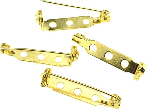 Broche dorado de 0.98 pulgadas de longitud, con barra trasera, cierre de seguridad para manualidades, etiquetas de nombre de juguete, ramilletes,