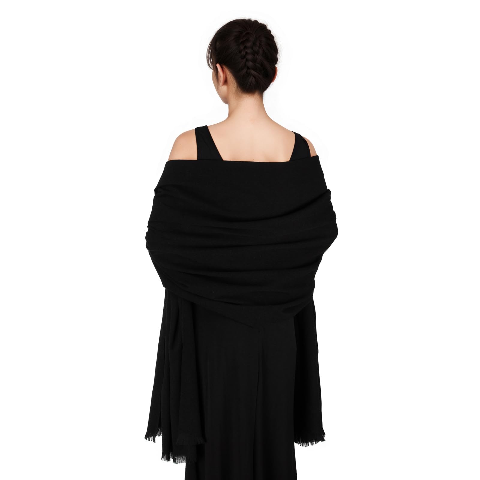 SWAT PANY Pashmina shawls and wraps for Evening Dresses Scarf for Women Winter Shawl Wraps for Women Weedings, Black, 75”L x 27”W
