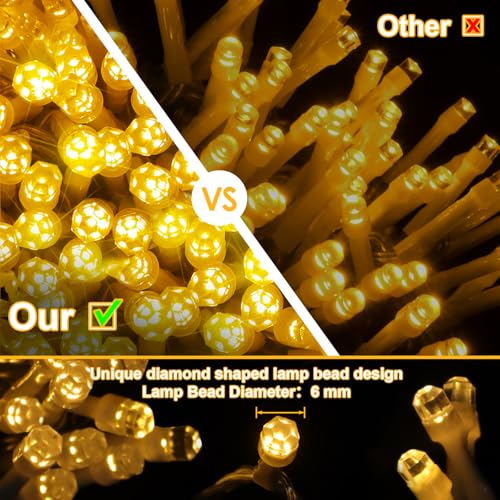 ROADAYLY 394FT 1200 LED Christmas Lights Outdoor String Lights 8 Modes & Timer Twinkle Fairy Lights Plug in Waterproof LED String Lights for Xmas Patio Wedding Holiday Party Decorations (Warm White) by ROADAYLY - Image 4