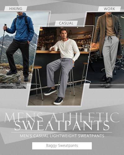 Neer 3 Pack Men's Big and Tall Sweatpants, Athletic Open Bottom Pants with Pockets and Drawstring Workout Lounge Jogger Pants3