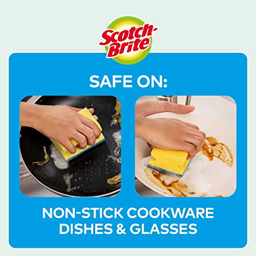 Image of Scotch-Brite Delicate Non-Scratch Sponge Scourer, 12 Pieces - Ideal Everyday Washing up Sponge, use on Non-Stick Cookware and Glass