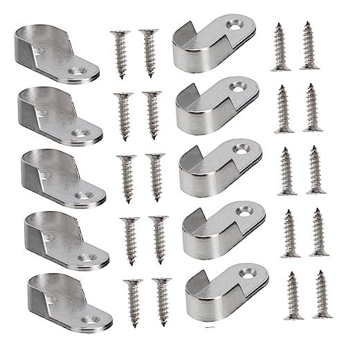 BUGUUYO 20pcs Closet Rod Support Brackets Wardrobe Pipe Holders Wall Mounted Curtain Rod Sockets for Clothes Towels Storage Compatible