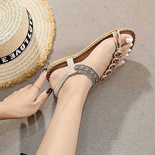 Summer Fashion Women Casual Open Toe Flat Love Rhinestone Comfortable Soft Bottom Womens Memory Foam Sandals Size4