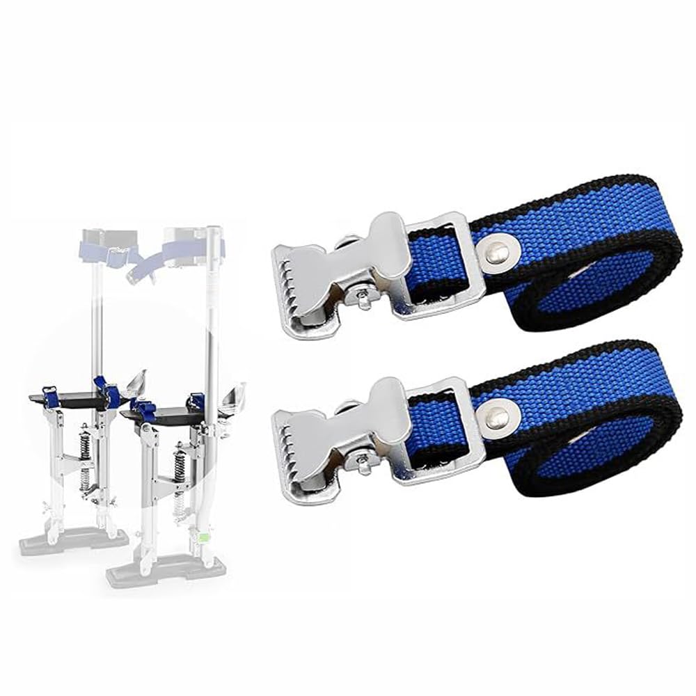 Lot de 4 sangles de rechange en nylon indéchirable avec boucle en aluminium pour cloisons sèches, échasses de travail, peintres, bleu