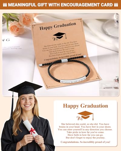 Image of Graduation Gifts for Her, 5th 8th Grade High School College Graduation Gifts Class of 2025 Graduate Bracelet She Believed She Could So She Did