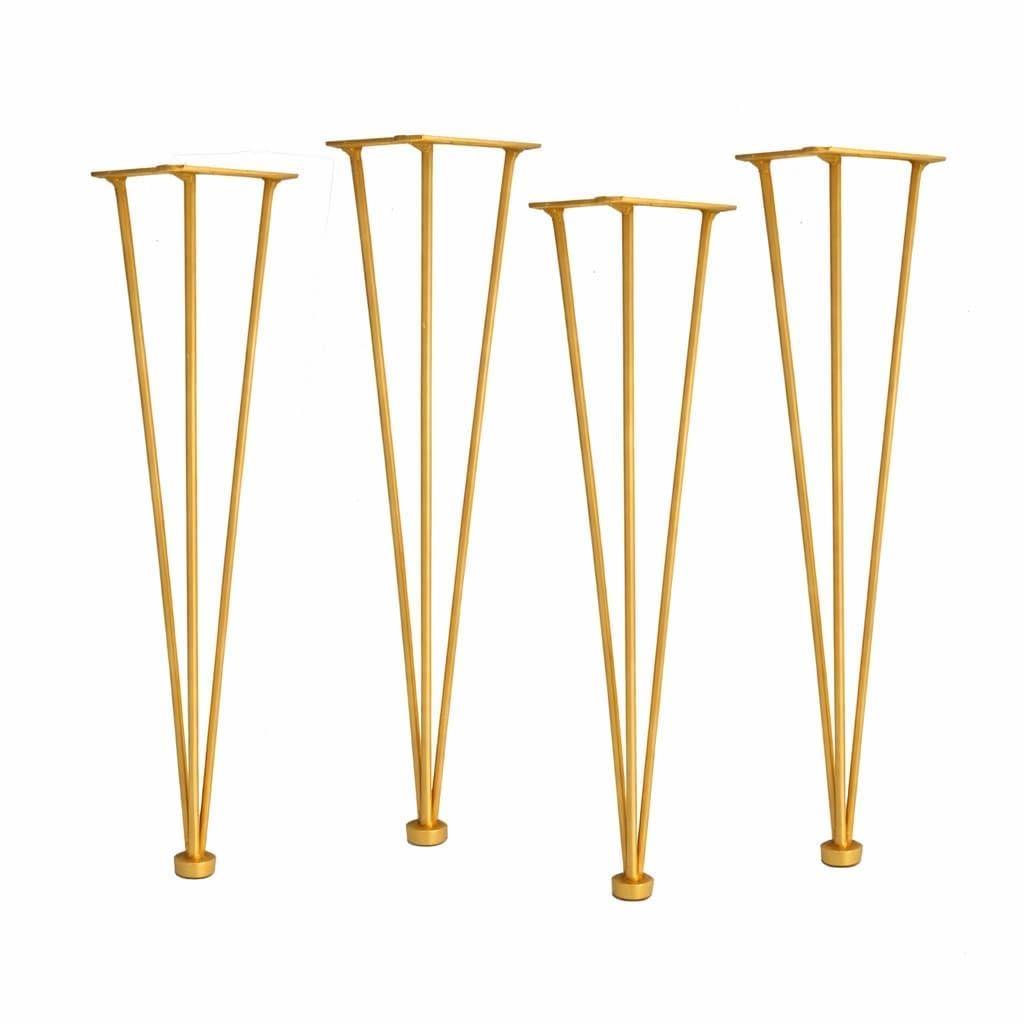 Heavy Duty Hairpin Legs, 3 Solid Iron Rod, 18 Inches, for Coffee Table, Desk, Center Table, DIY Furniture Replacement (Gold Powder Coating)-picture-10