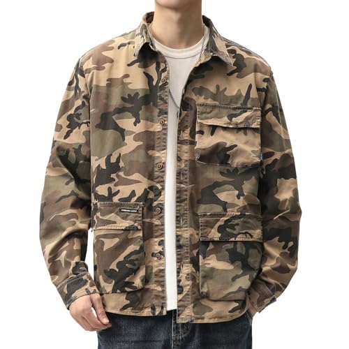 [FJSSLHXK] ���ʃV���c ���� �����Y �� ���[�N �J���t���[�W�� �V���c �~���^���[ �J�[�S �}���`�|�P�b�g �{�^�� �H �~ �t �J�[�L FJBLA828-KHAKI-L