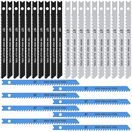 25-teiliges Stichsägeblatt-Set 6T 8T 10T Hartstahl, verschiedene Sägeblätter mit U-Schaft,schnell geschnittenes Stichsägeblatt, Holzbearbeitungswerkzeug zum Schneiden von Holz, Metall, Kunststoff Cover