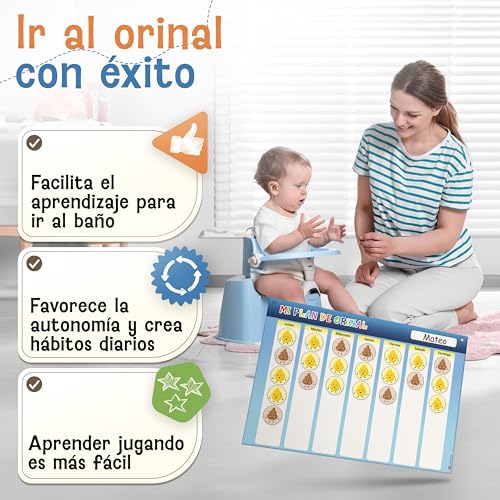 Miniatura 2 de Likarto Pizarra Para Dejar Los Pañales - Con 60 Imanes Y Tabla De Recompensas - Empezar Con El Orinal - Potty Training - Entrenamiento Para Ir Al Baño Para Niños