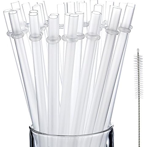 Jovitec 50 Pieces Reusable Hard Plastic Drinking Straws for Tumblers Mason Jars Milkshakes Smoothies Clear Reusable Plastic Straws with Cleaning Brush(10 Inch,Clear) Cover
