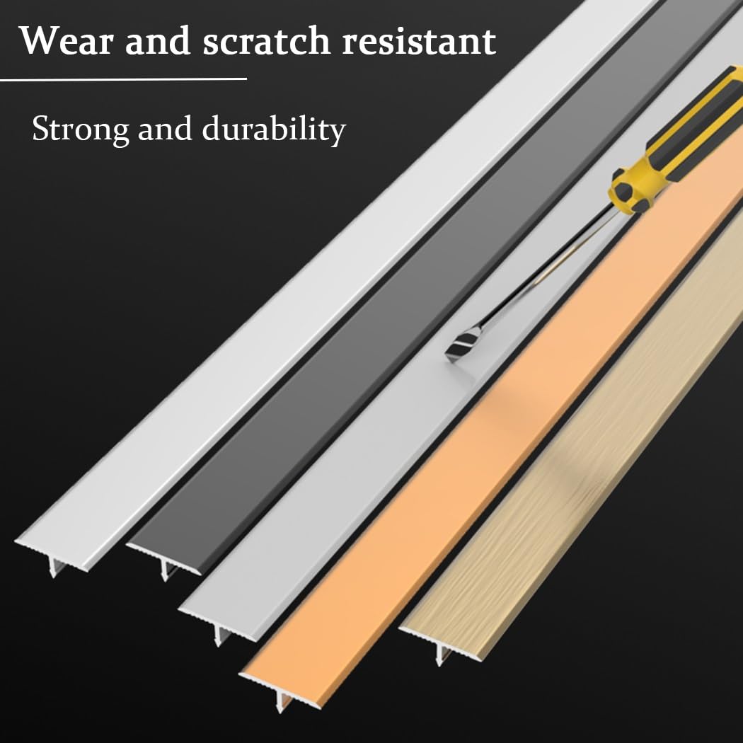 Tira De Umbral 100cm×3 Pieza, Moldura En T, Perfil De Transición De Aluminio Para Uniones De Madera, Parquet, Tarima Y Mármol, Cubrecantos Embellecedor(Champagne,20mm/0.78in)