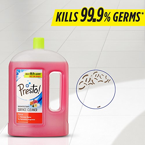 Image of Amazon Brand - Presto! Toilet Cleaner - 1 L (Pack of 2) & Amazon Brand - Presto! Disinfectant Floor Cleaner Floral, 2 L