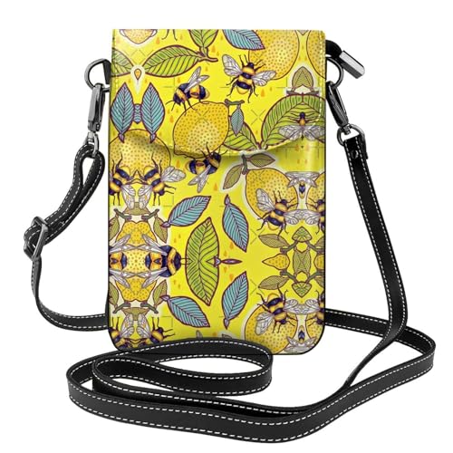 Sac bandoulière jaune pour téléphone portable léger et cuir végétalien