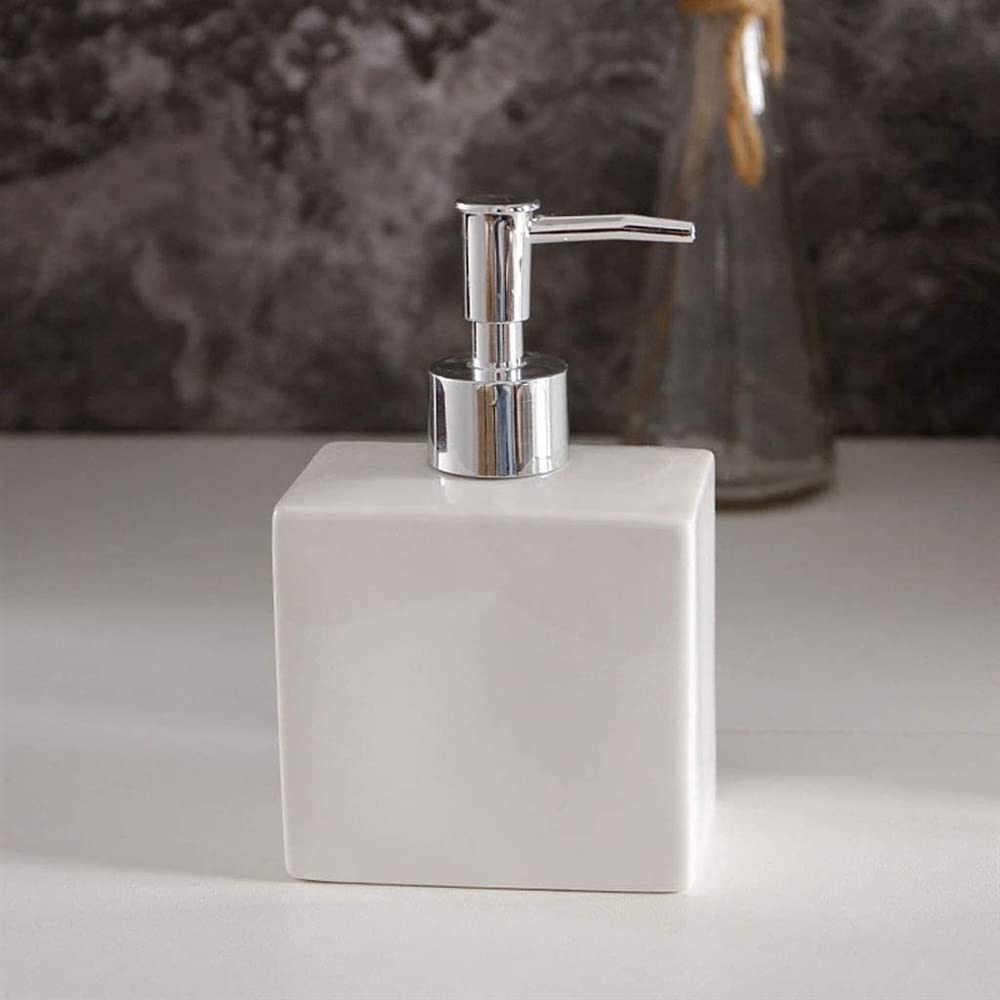 Dispenser Sapone Bagno Dispenser di Sapone in Ceramica per Bagno, Moderno Dispenser di Sapone da Appoggio A Mano Dispenser Sapone Cucina(White)