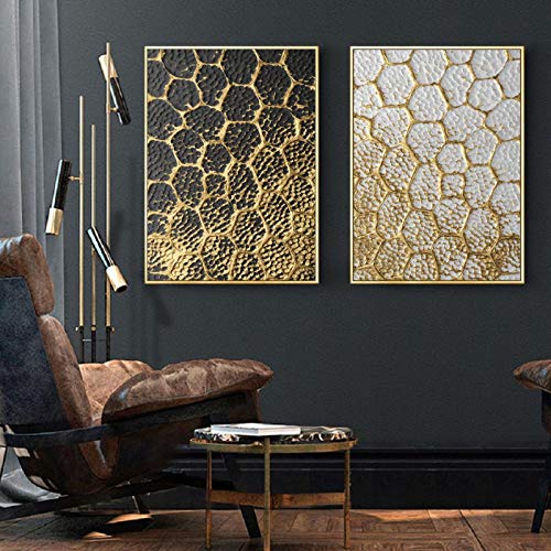 Art mural luxe or impression sur toile abstraite géométrique 70x100