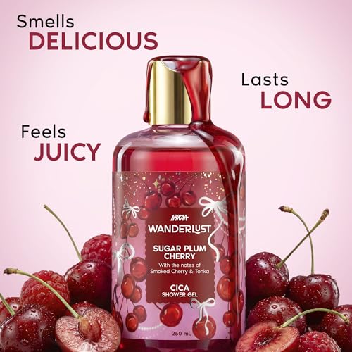 Image of Nykaa Wanderlust Sugar Plum Cherry with Cica Gentle Cleanser Body Wash for Nourished, Refreshing Skin | 250ml | Paraben-Free & Vegan