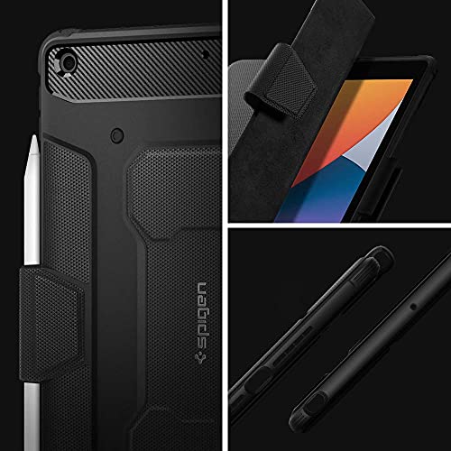 Image of Spigen for iPad 10.2 Case, iPad 9th Generation Case (2021) / iPad 8th Generation Case (2020) / iPad 7th Generation Case (2019), Rugged Armor Pro Protective Tri-Fold Cover with Pencil Holder, Black