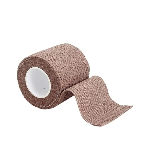 RIAAJ 4.8m Nastro Avvolgente Benda Elastica Autoadesiva Sportiva Colorata Per Cuscinetti Di Supporto Ginocchio Dito Caviglia Palmo Spalla-Marrone,5cmX4.8cm