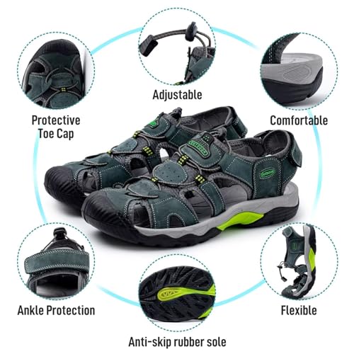Arkbird Men's Sandals, Closed Toe Leather Fisherman Outdoor Hiking Sport Shoes Summer2
