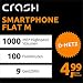 Produktbild Crash Smartphone Flat M mit 1 GB Internet Flat max. 21,6 MBit/s, 100 Frei-Minuten in alle deutschen Netze, EU-Roaming, 24 Monate Laufzeit, monatlich nur 4,99 EUR