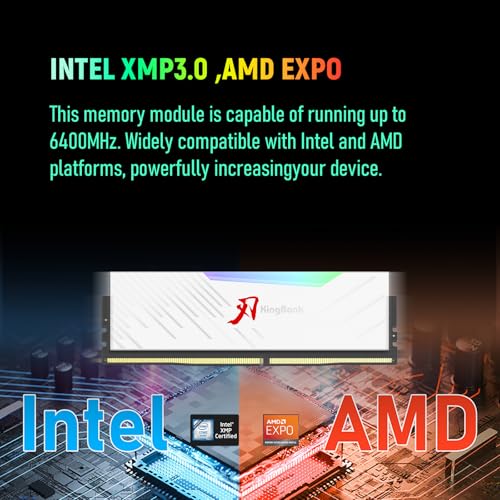 Image of KingBank RGB Computer Desktop Memory Ram Hynix A-die DDR5 64GB(2x32GB) 6400MT /s CL32 1.4V with Heatsink for Desktop Computer Gaming /Office /PS