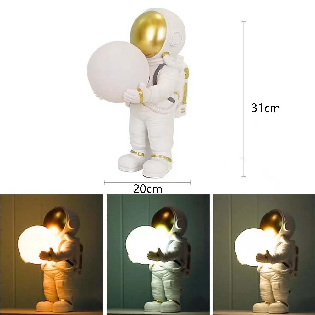 AoLa Lámpara de Mesilla de Noche LED Regulable con Interruptor de Cable Astronauta Luna Lámpara de Mesa 3D Print Luna Pequeña Lámpara 3000K/4000K/6000K Dormitorio Lámpara de Escritorio Decorativa