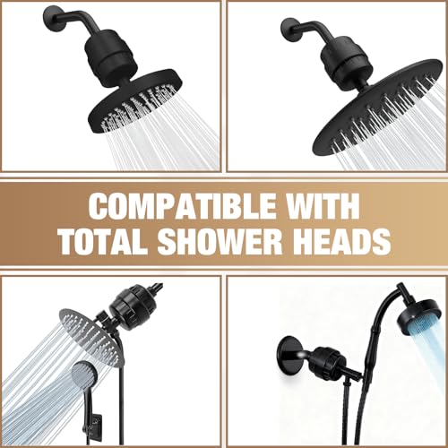 Image of 25-Stage Shower Filter prevents scale buildup,Revitalize Hair Skin Nails with Purifying Water, softener hard water,99% Lead Chlorine, Fluoride Removed,High Output Fan Technology,Matte Black