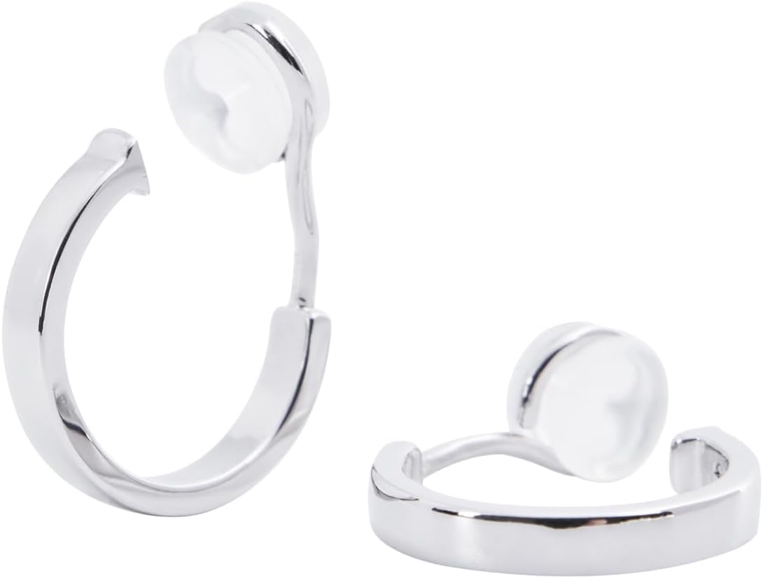 Clip on Earrings for Women, 14K Real Gold Plated Non Pierced Hoop, Clip on Hoops for Non Pierced Ears Gold and White Gold