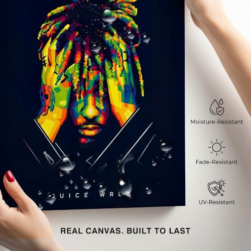 Image of Juice WRLD Canvas Wall Art, Rapper Collage Poster Print, Hip Hop Music Artwork for Bedroom Studio Gaming Room Decor, Vibrant Album Cover Picture Print Framed Music Wall Painting 20X24 inch