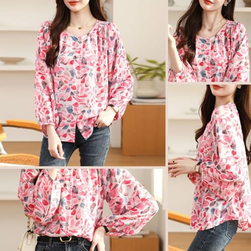 Image of TOPLOT Women's Shirt Top | Elegant Floral and Artistic Prints for a Stylish Look | Long Puffed Sleeves for a Trendy Touch | Stylish Available in Pack of 2 (5233)