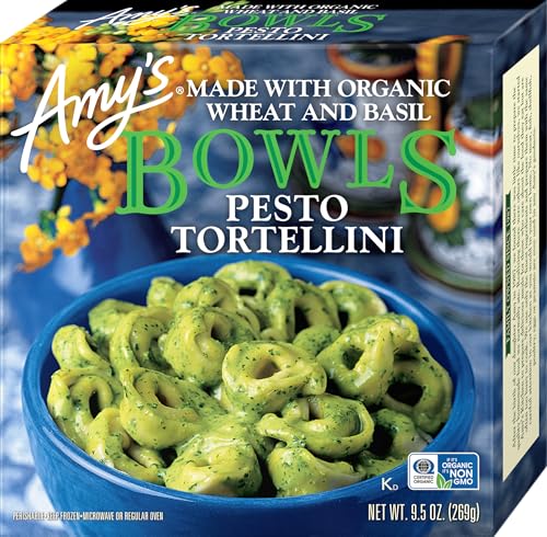 Amy's Frozen Meals, Pesto Tortellini Bowl, Made With Organic Wheat and Basil, Microwave Meals, 9.5 Oz