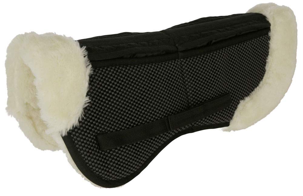 Coussin de selle correcteur antidérapant en fausse fourrure Noir