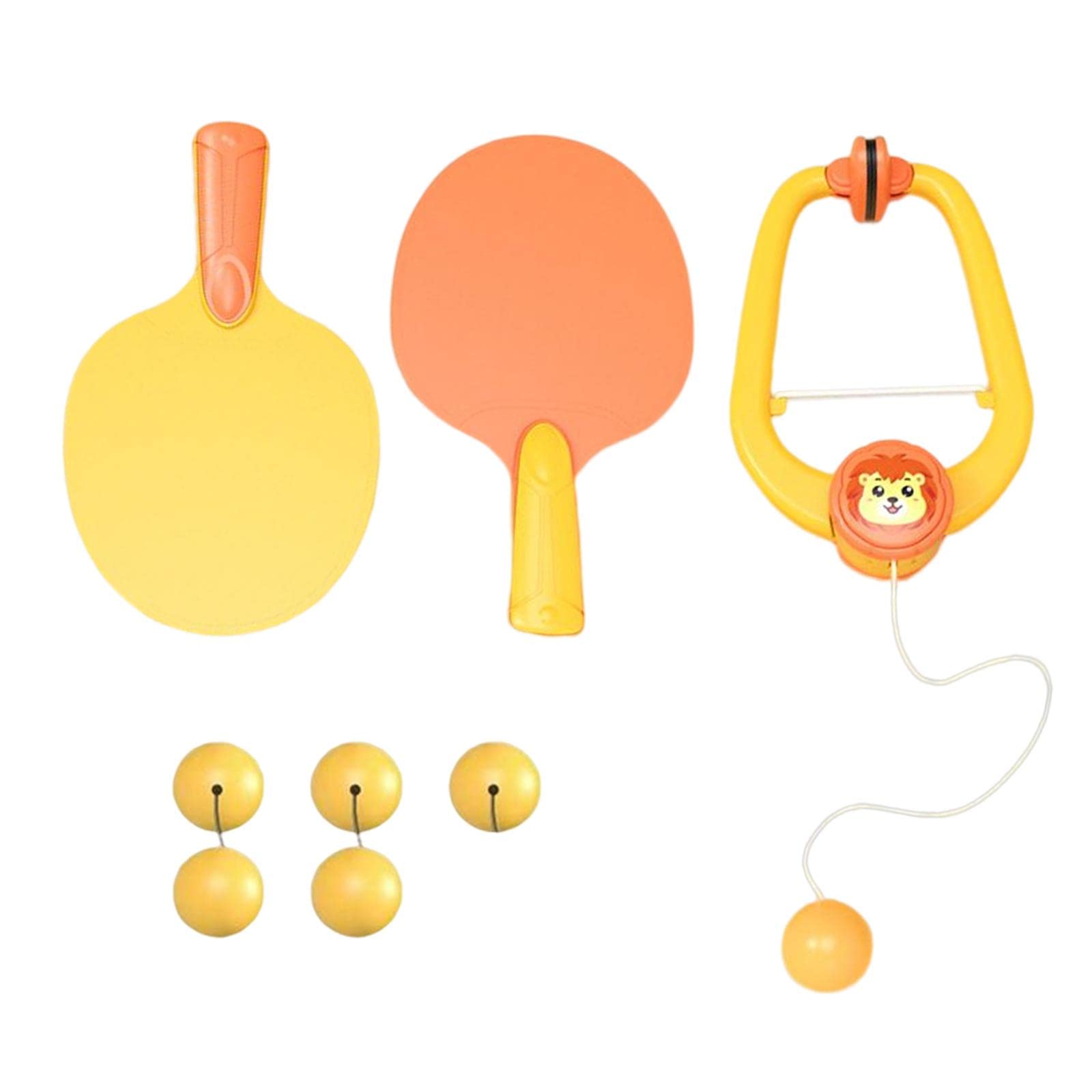 Hanging Table Tennis Parent-Child Interaction Toy - Pingpong Ball Training Set for Kids With 6 Yellow Balls - Self-Training Device