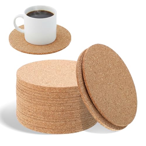 20 Stück Korkuntersetzer Rund Untersetzer Gläser 10cm × 3mm Kork Untersetzer Glas Wiederverwendbar Für Home Restaurant Büro