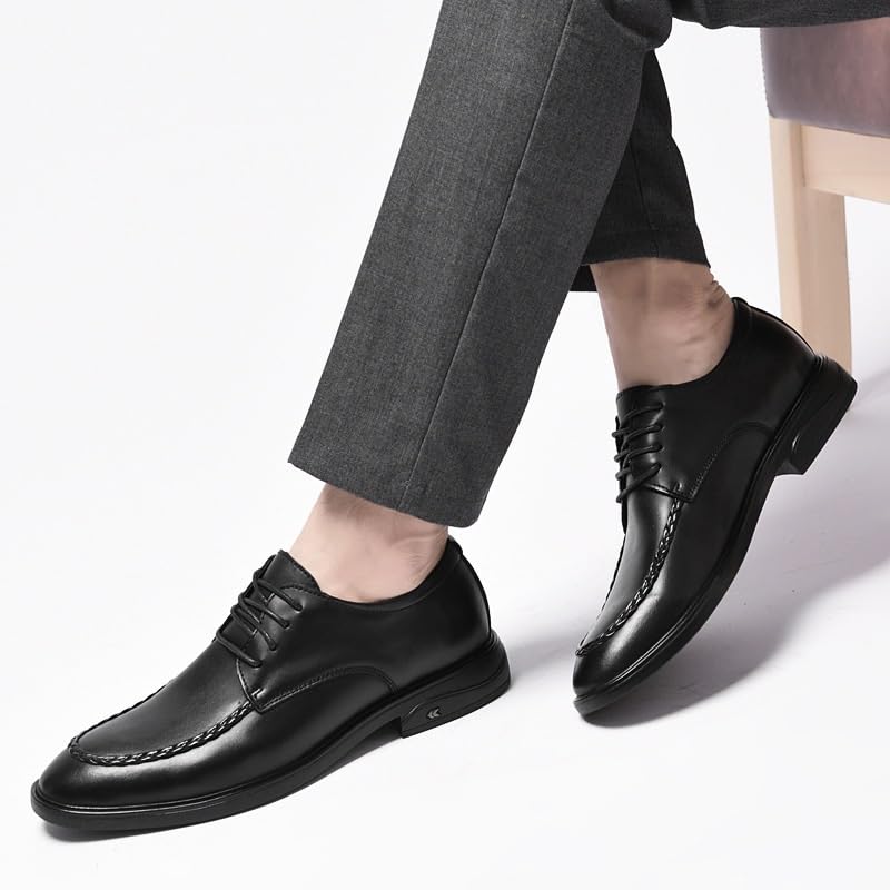 Formal Oxford Shoes for Men Genuine Leather Cap Toe Design Anti-Slip Non Slip Rubber Sole Block Heel Low Top Prom Wedding Lace Up Wedding2