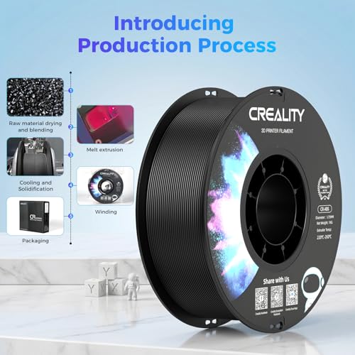 Image of Creality ABS Filament 1.75mm Black 1KG, 3D Printer Filament, Excellent Resistance, Odorless Non-Toxic, Stability, Tough, 1kg(2.2lbs) Printing Filament for 3D Printer