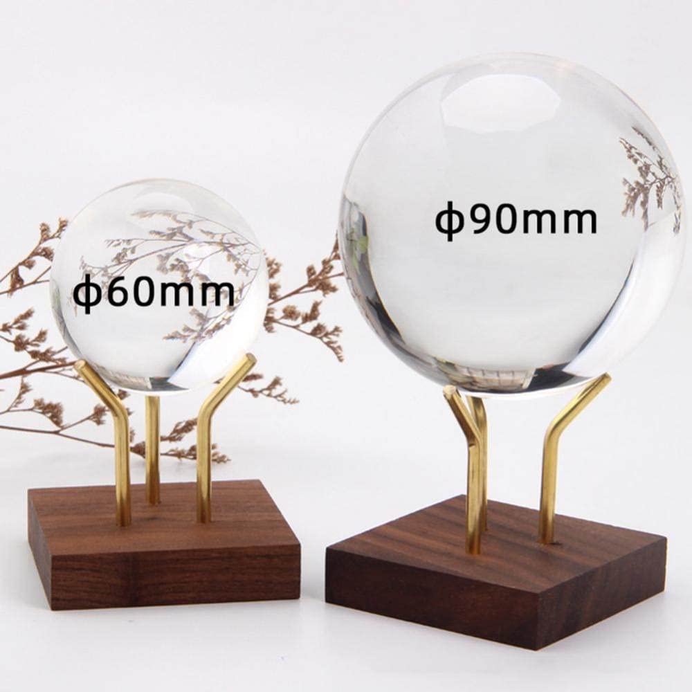 1pc Display Stand Walnoot Met Koperen Kristallen Bol Basis Minerale Ruwe Steen Kristal Mineraal Label Gem Display Rack,50 X 50 X 42mm