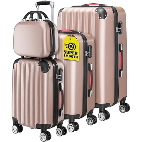 Monzana 4 Piece Travel Suitcase Set with Beauty Case Cover