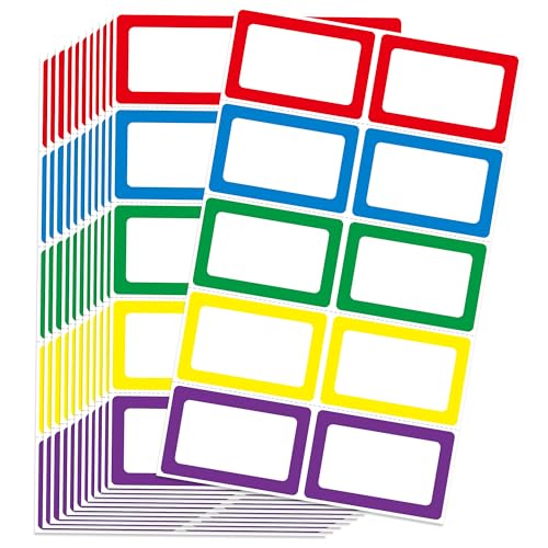 L LIKED 200 Stickers - 3.5' x 2.25' Colors Plain Name Tags Stickers with Perforated Line for School...