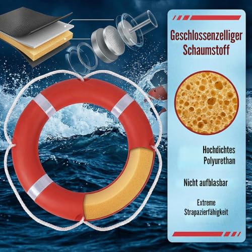 58 cm Boots Rettungsringe Rettungsring mit schwimmendem lebensrettendem Seil, 30 m Set, professioneller Wurfring, Rettungsschwimmer (58cm/ 23inch)
