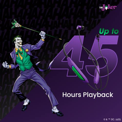 Image of ZEBRONICS Dc Joker Edition Yoga N3 in Ear with 46 Hours Backup, Bluetooth V5.2 Wireless Neckband, Enc Calling, Gaming Mode (Upto 50Ms), Voice Assistant, Dual Pairing, Splash Proof and Type C
